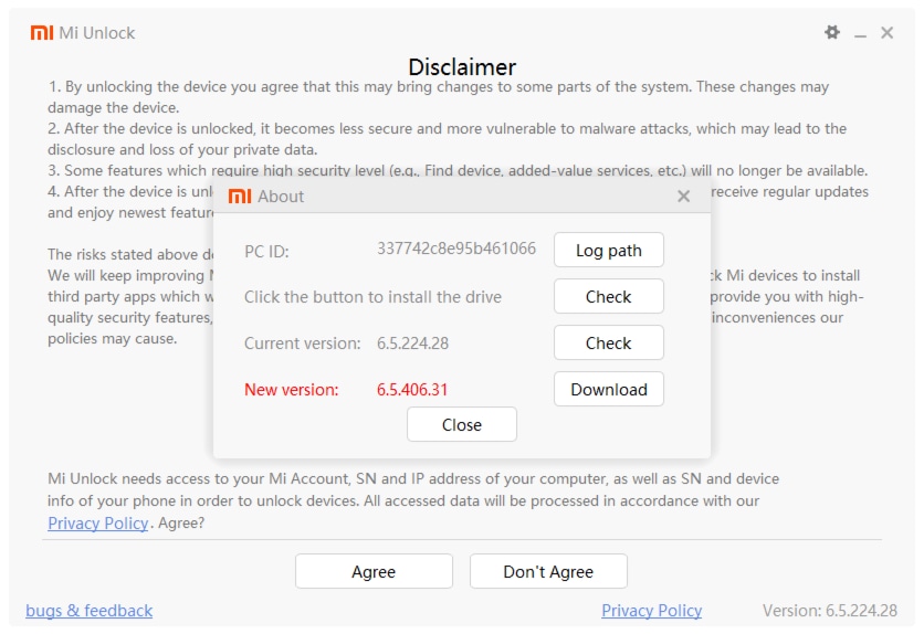 Mi Flash Unlock custom check new version